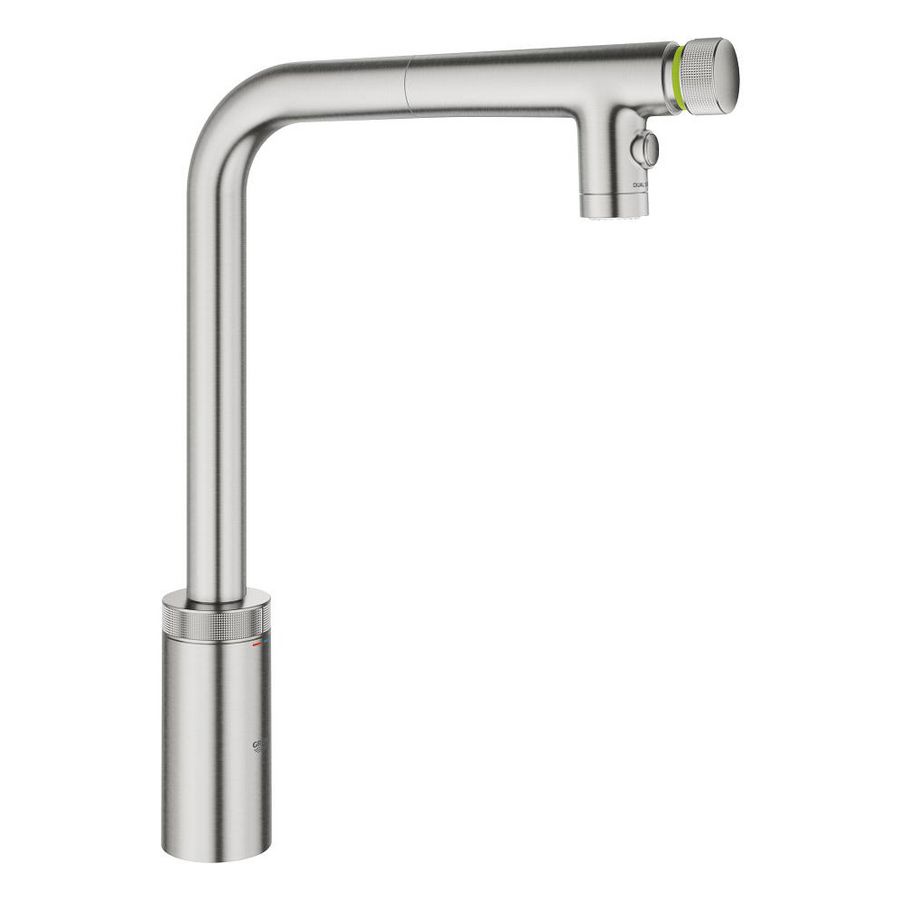 Minta keukenkraan smartcontrol L-uitloop uittrekbaar dual spray supersteel (rvs look) (prof)