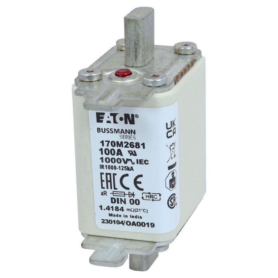 Zekering hoge snelheid 100A AC 1000V 125kA 00 aR IE VVE=6