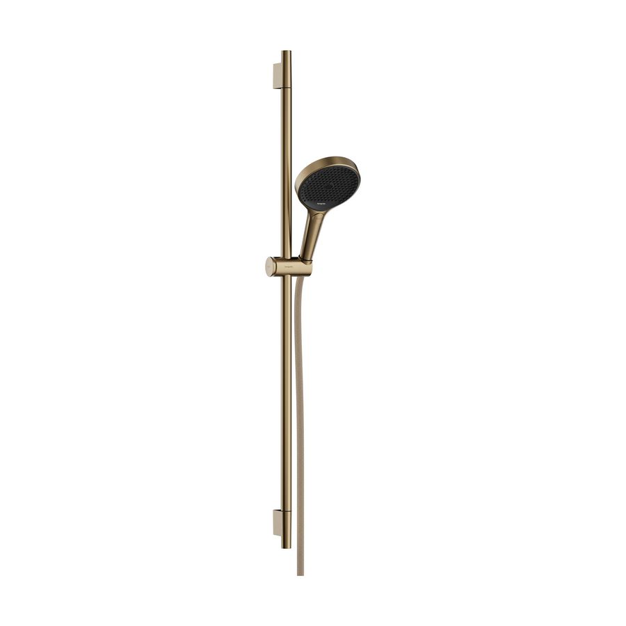 Rainfinity Doucheset 130 3 straalsoorten EcoSmart met glijstang S Puro 90cm, push-schuifstuk en Designflex textiel doucheslang Brushed Bronze