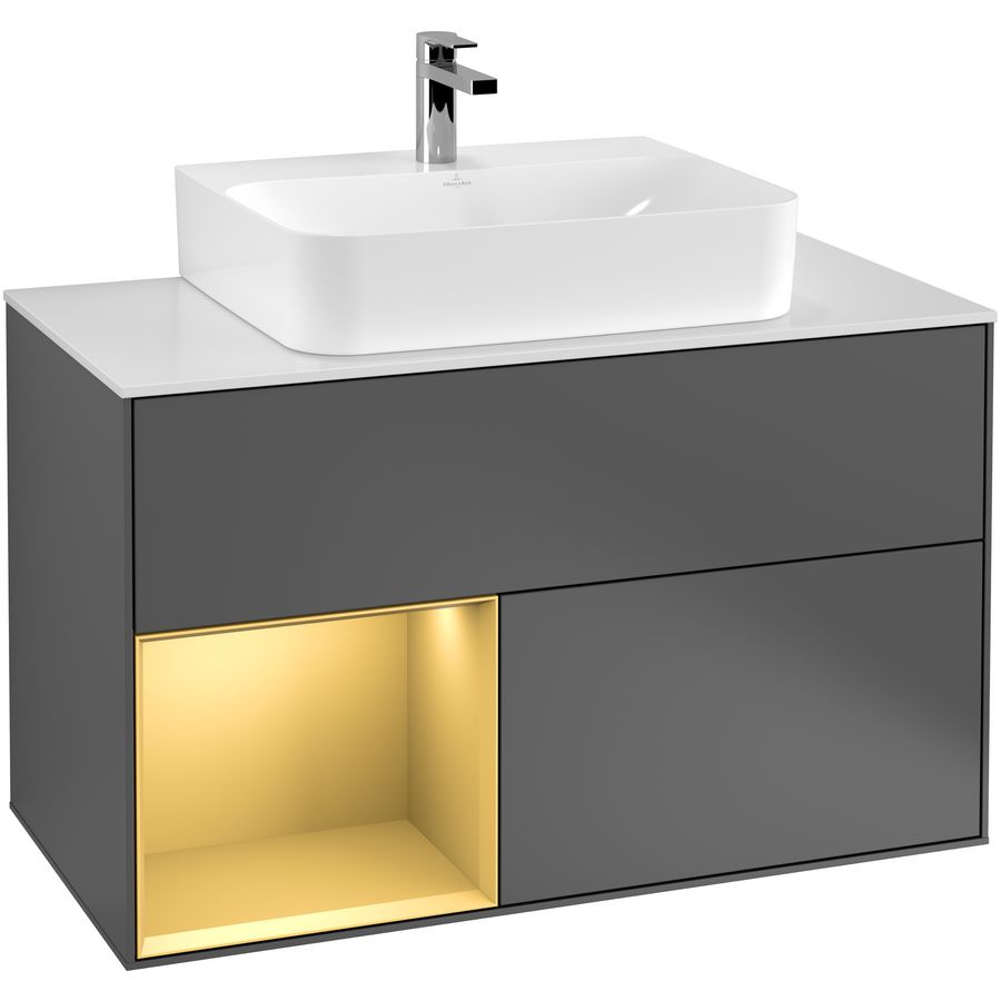 Wastafelonderkast Finion 1000x603x501mm Antr. Matt Lacquer F111HFGK