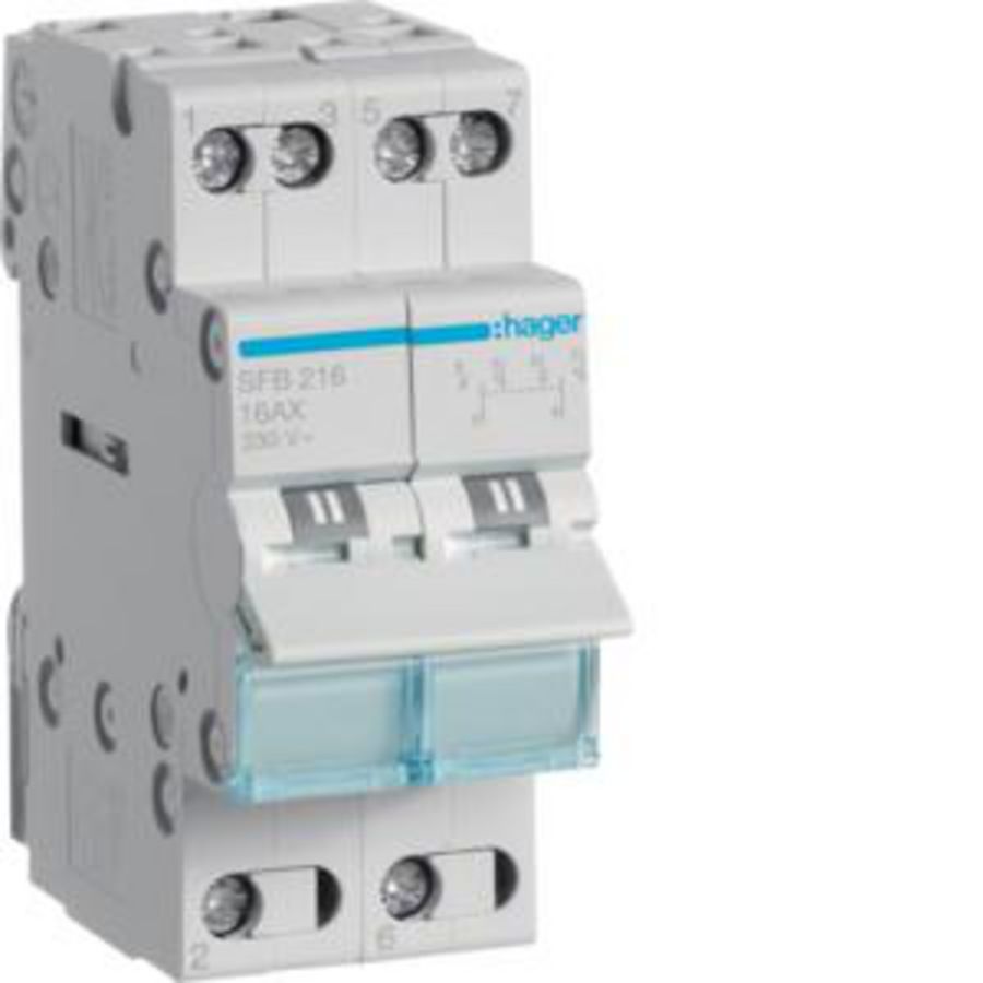Modulaire omschakelaar 2P 16A NO.NC I-0-II onder