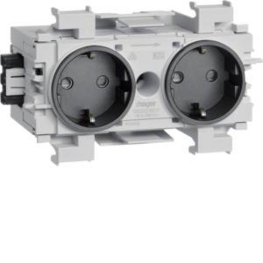 Wandcontactdoos 2-V Ecoline Wago frontmontage zwart
