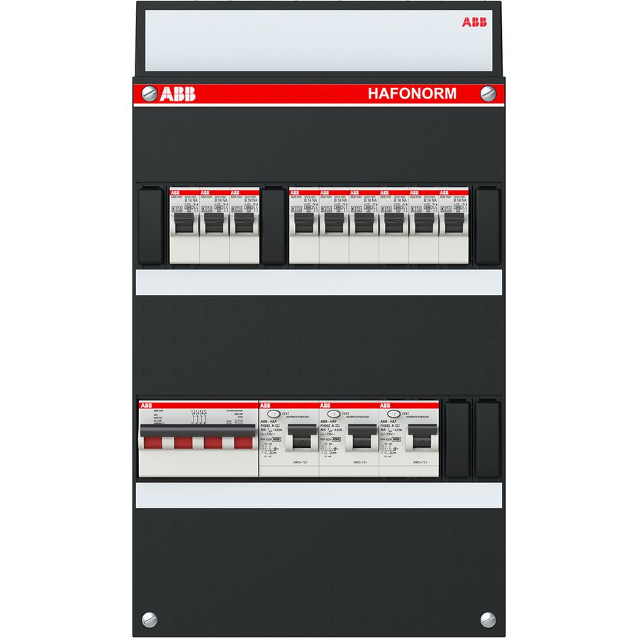 Groepenkast stekerbaar 9 groepen achter 3 als 2-pol 1SPF006983F1012