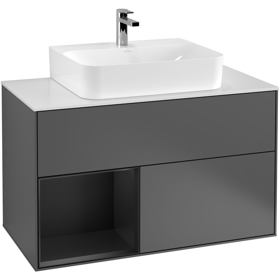 Wastafelonderkast Finion 1000x603x501mm Antr. Matt Lacquer F111PDGK