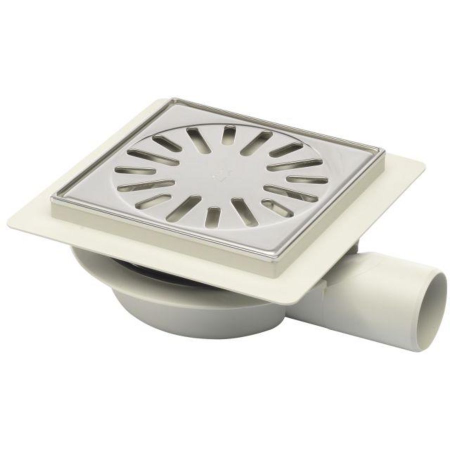 Vloerput 146x146mm ws32 rooster RVS304+sierr zijuitl.+ flens