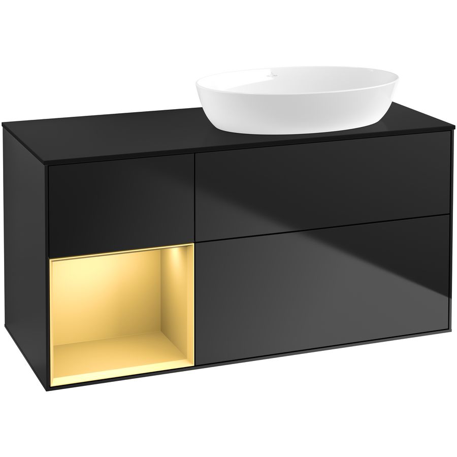 Wastafelonderkast Finion 1200x603x501mm Black Matt Lacquer FA42HFPD