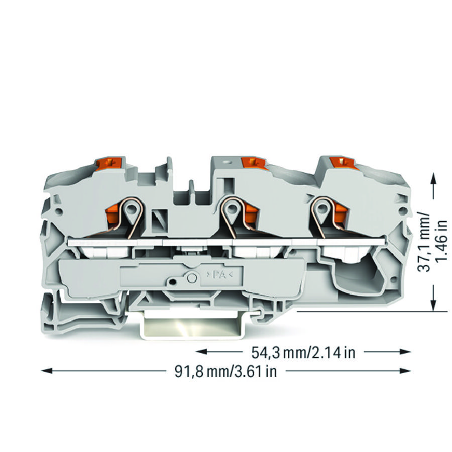 3-draads rijgklem Met drukknop 16 mm² grijs VVE=20