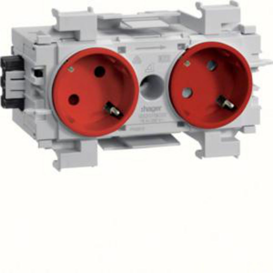 Wandcontactdoos 2-V Ecoline 45gr. Wago frontmontage rood