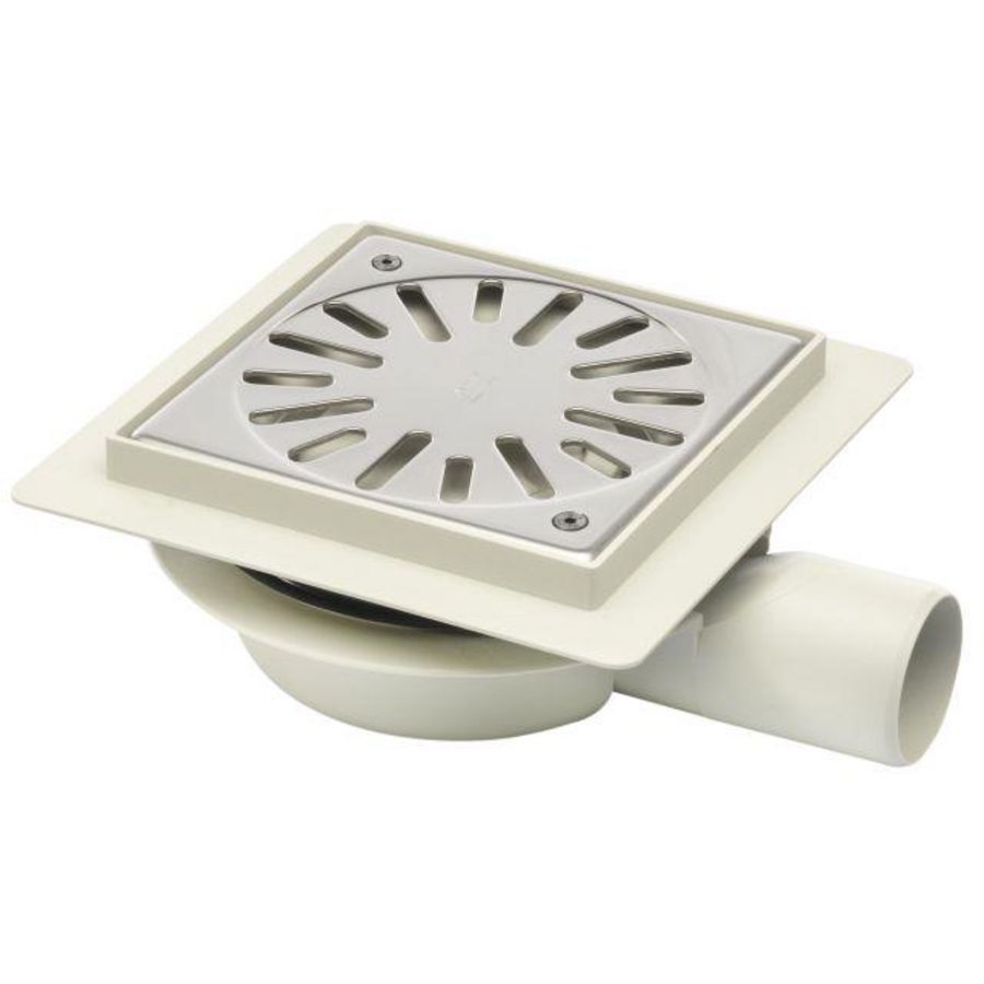Vloerput 146x146mm ws32 vastrooster RVS zijuitl.+flens