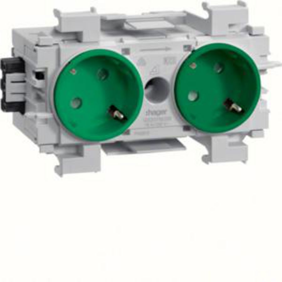 Wandcontactdoos 2-V Ecoline 45gr. Wago frontmontage groen