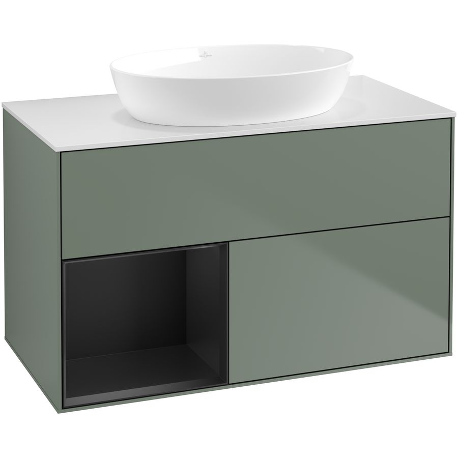Wastafelonderkast Finion 1000x603x501mm Olive Matt Lacquer FA11PDGM