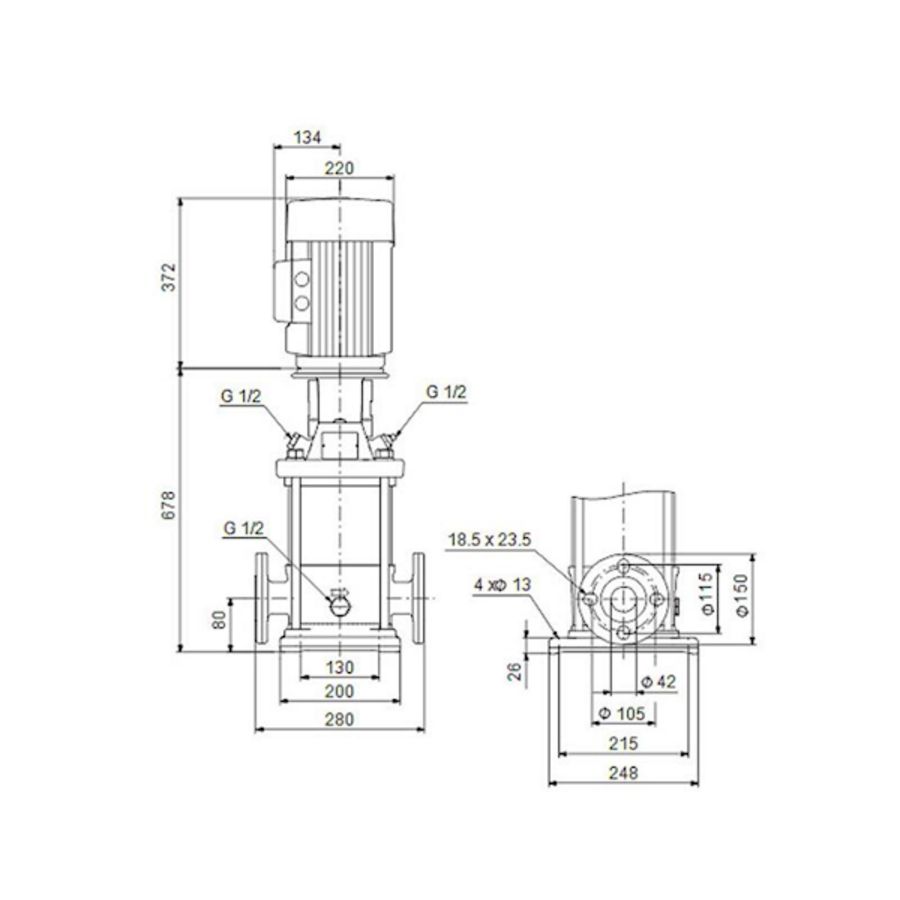 Centrifugaalpomp CRN10-12 A-FGJ-G-V-HQQV 3x400D 50 Hz