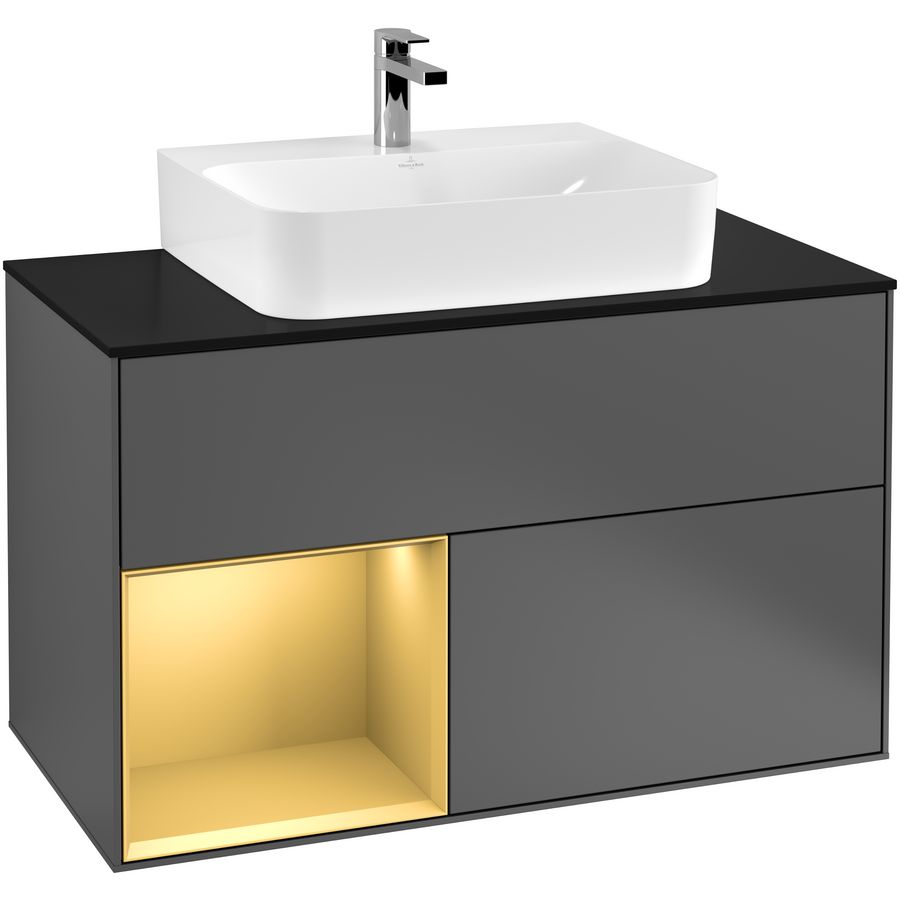 Wastafelonderkast Finion 1000x603x501mm Antr. Matt Lacquer F112HFGK
