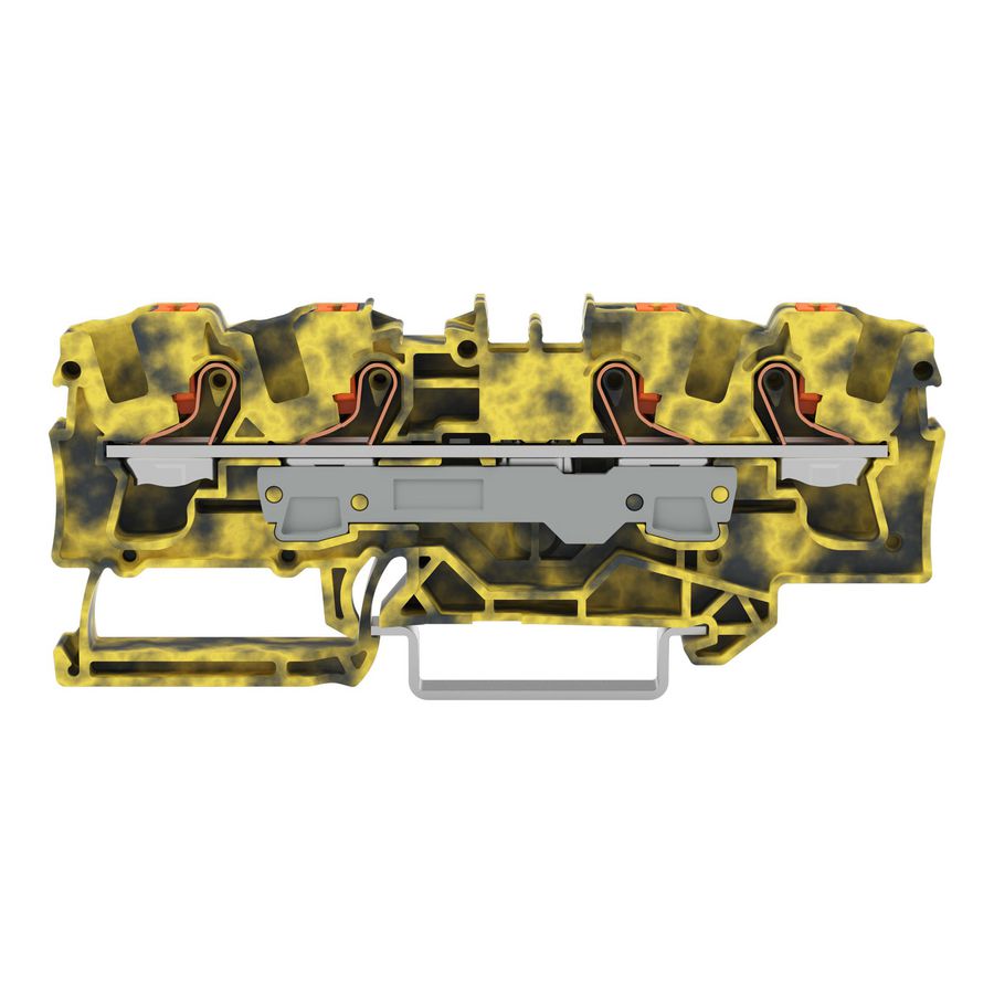 4-draads rijgklem Met drukknop 6mm² donkergrijs/geel VVE=25