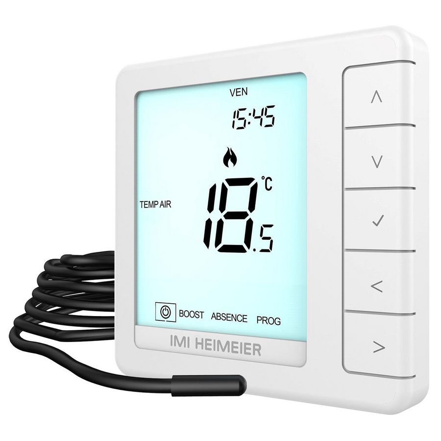 Ruimtethermostaat programmeerbaar HM-PRT-e wit 230V tbv elek. vloerverwarming incl. vloersensor inbouw (min.diepte =35mm)