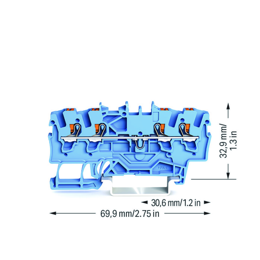 4-draads rijgklem Met drukknop 1,5mm² blauw