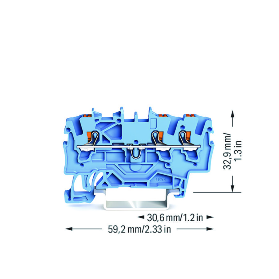 3-draads rijgklem Met drukknop 1,5 mm² blauw VVE=100