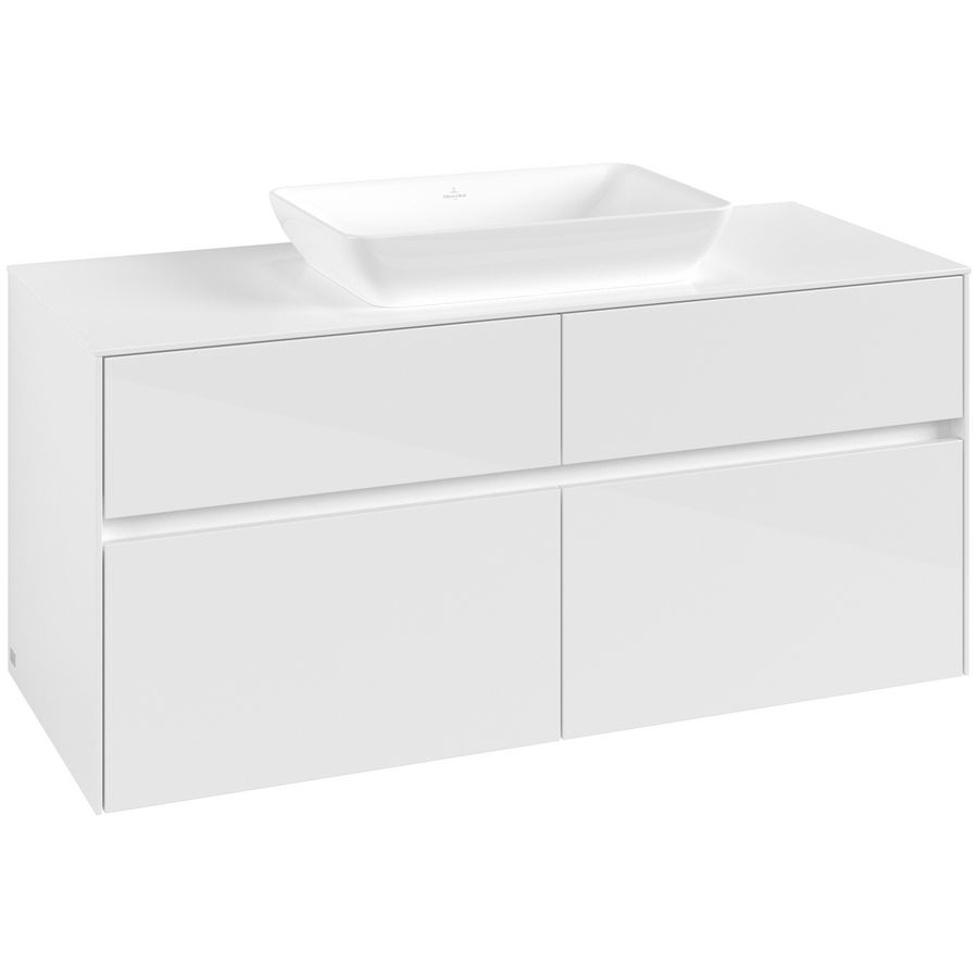Wastafelonderkast Collaro 1200x548x500mm Glossy White C11200DH