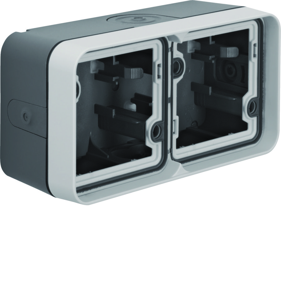 Opbouwbehuizing 2-v hor. (4x invoer) W.1 grijs