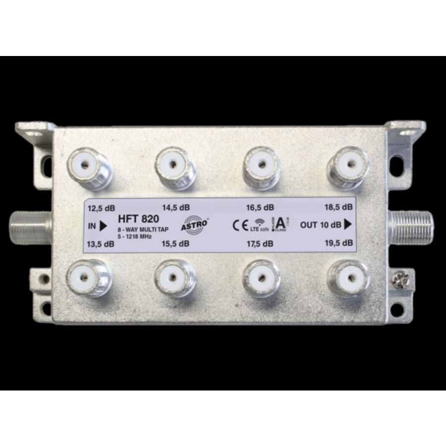 Multi-tap 8-voudig 13-20dB aftakdemping retour met f-aans.