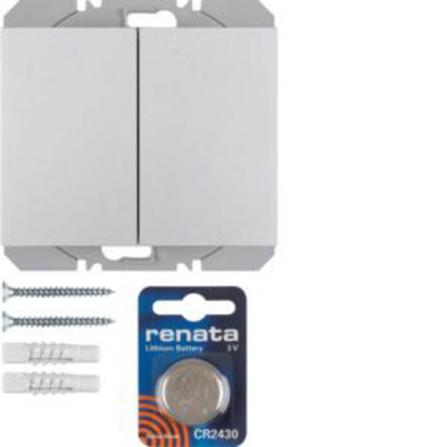 Vlakkewandzender KNX-RF 2-v batterij berker K.5 aluminium