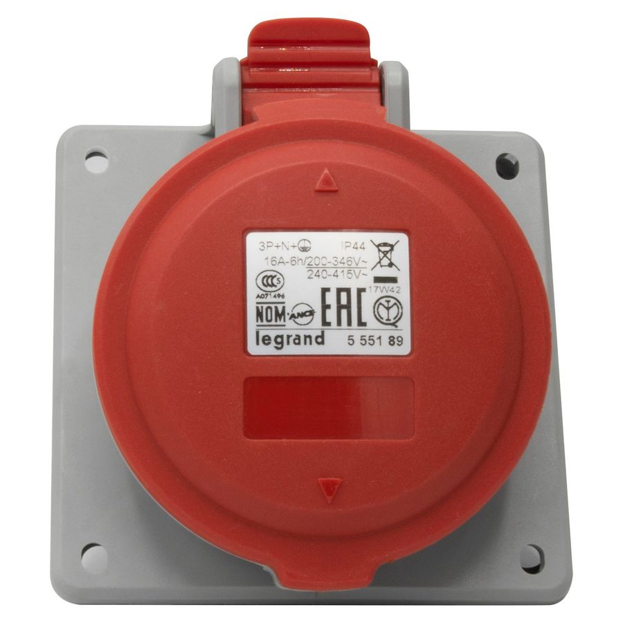 Inbouw Wandcontactdoos 400V 16A 5P IP44 kuns.rood P17 VVE=10