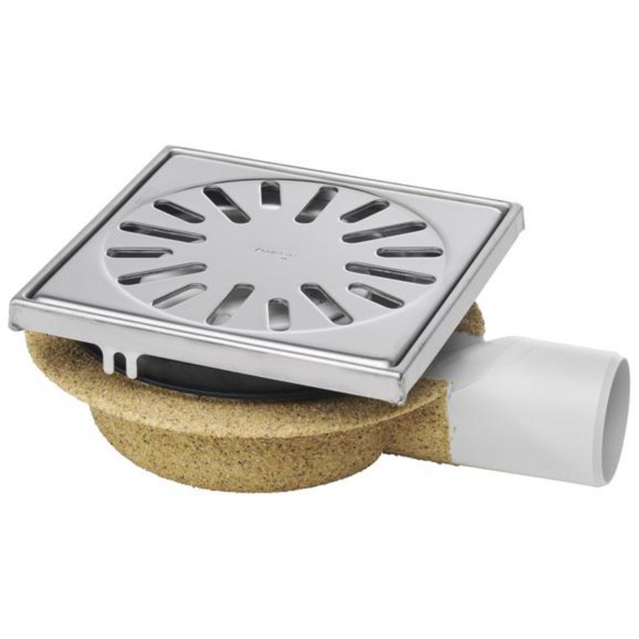 Vloerp ABS bezand 150x150mm 50mm RVS304 rand/rooster ver/hor