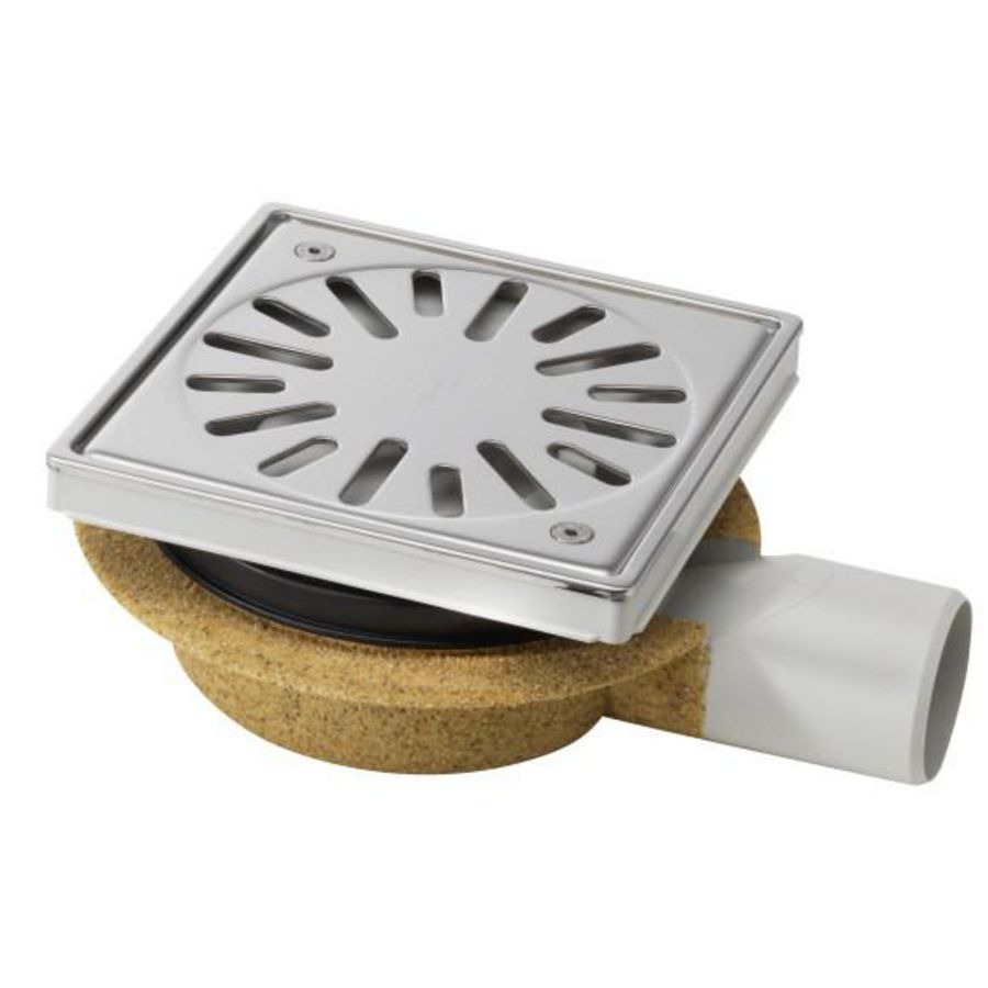 Vloerput 150x150mm ws32 vastrooster RVS+sierr. zijuitl. zand