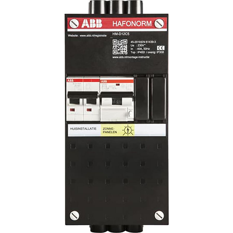 Groepenkast PV aansl PV 16A 1-fase totaal max 40A 1-fase