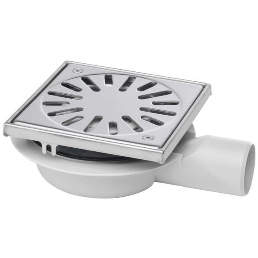 Vloerput 150x150mm ws32 vastrooster RVS304+sierrand zijuitl.