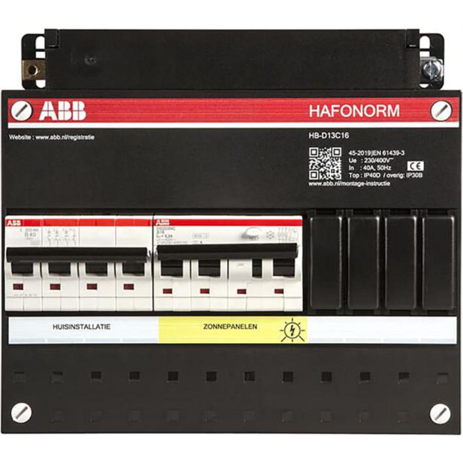 Groepenkast PV-aansl PV 16A 3-fase tot max 40A 3-fase