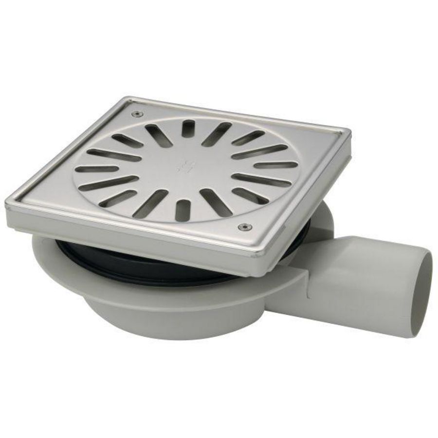 Vloerput 150x150mm ws32 vastrooster RVS+sierrand zijuitl.