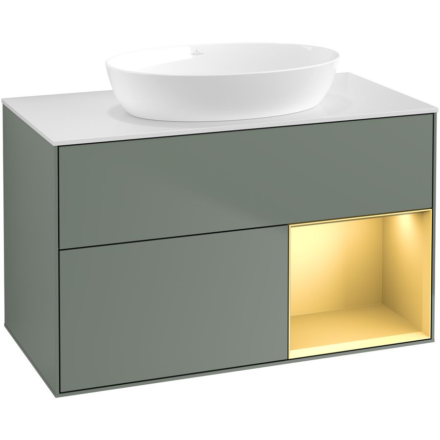 Wastafelonderkast Finion 1000x603x501mm Olive Matt Lacquer FA21HFGM