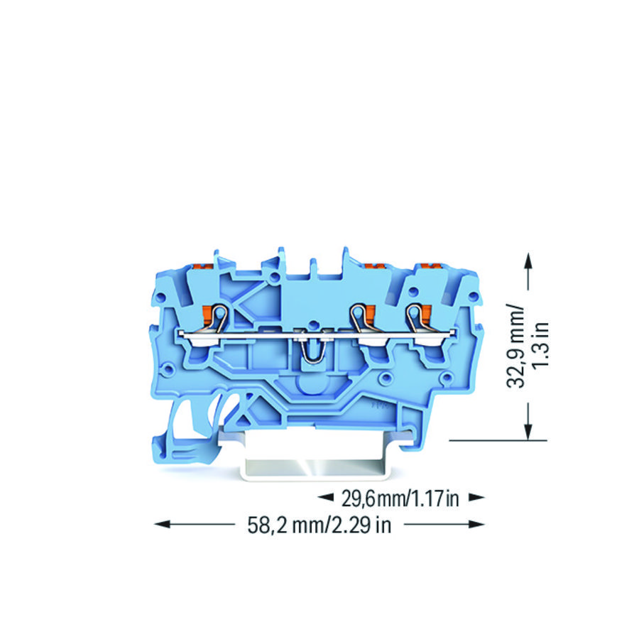 3-draads rijgklem Met drukknop 1 mm² blauw VVE=100