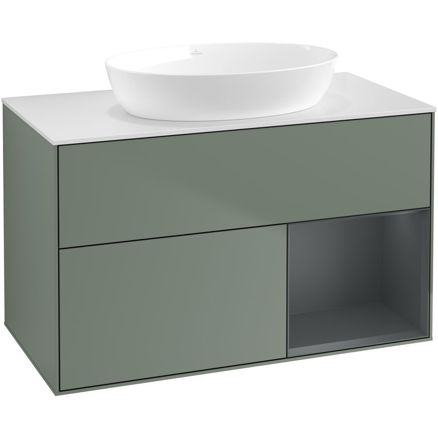 Wastafelonderkast Finion 1000x603x501mm Olive Matt Lacquer FA21HGGM