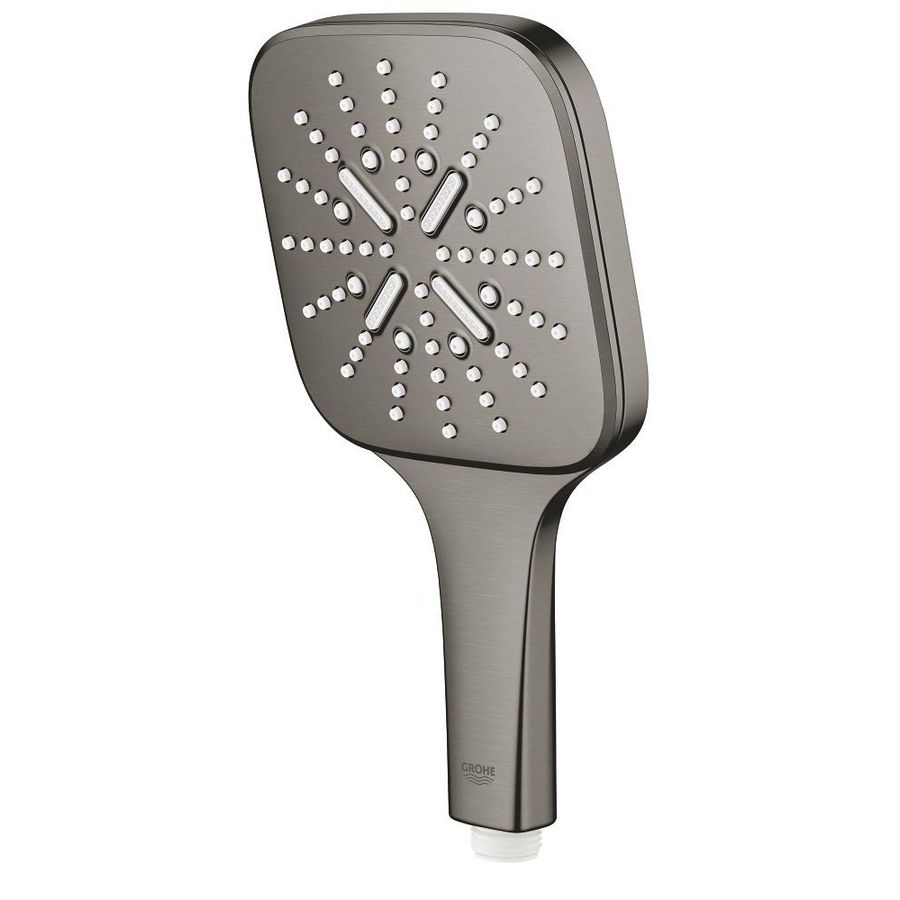 Handdouche rainsh. 130 smartact. cube 3 straalsoorten hard graphite geborsteld (mat donker grijs)