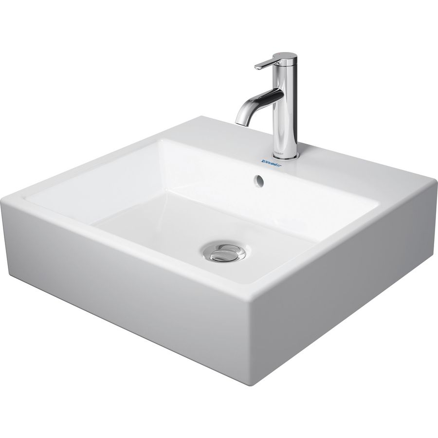 VERO AIR #235250 opzetwastafel 500mm wit zonder kraangat met overloop geslepen onderzijde