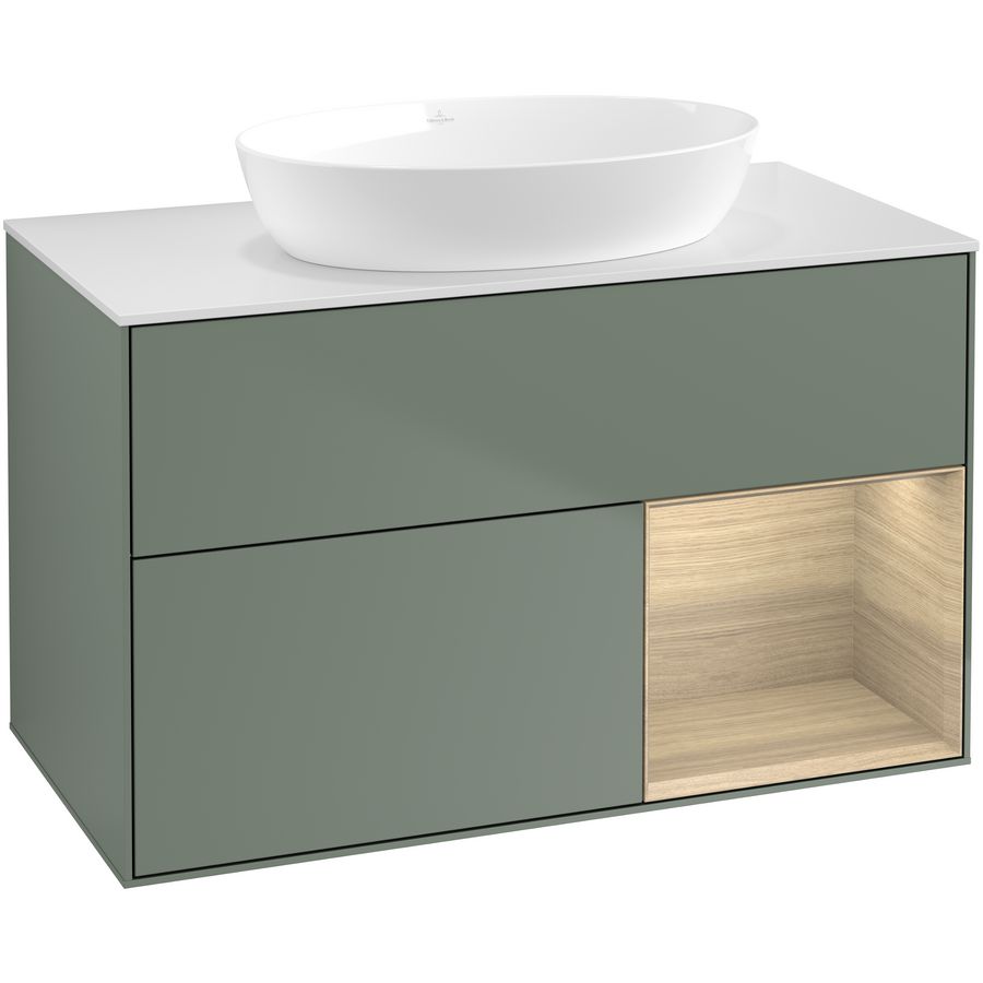 Wastafelonderkast Finion 1000x603x501mm Olive Matt Lacquer FA21PCGM