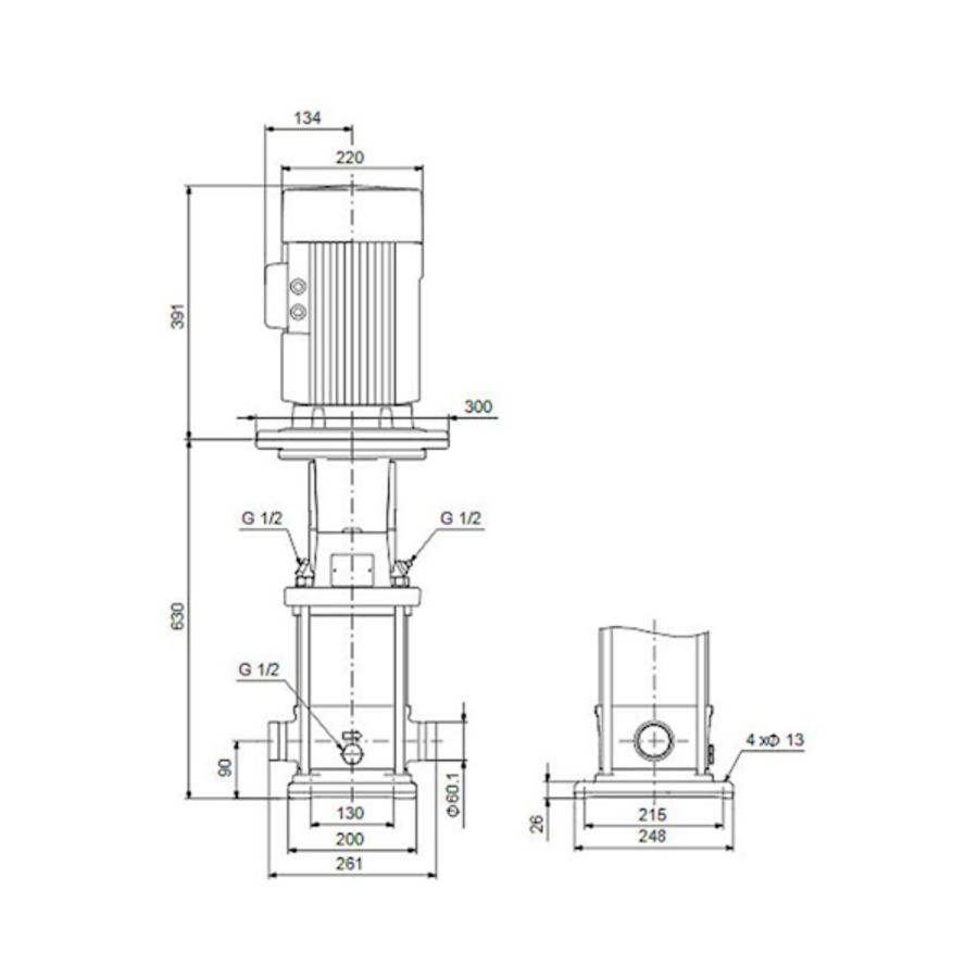 Centrifugaalpomp CRN15-06 A-P-G-V-HQQV 3x400D 50 Hz