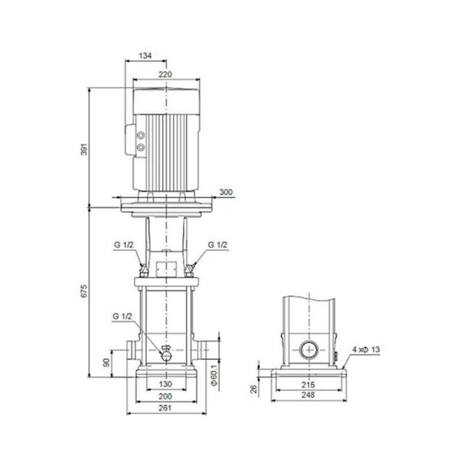 Centrifugaalpomp CRN15-07 A-P-G-V-HQQV 3x400D 50 Hz