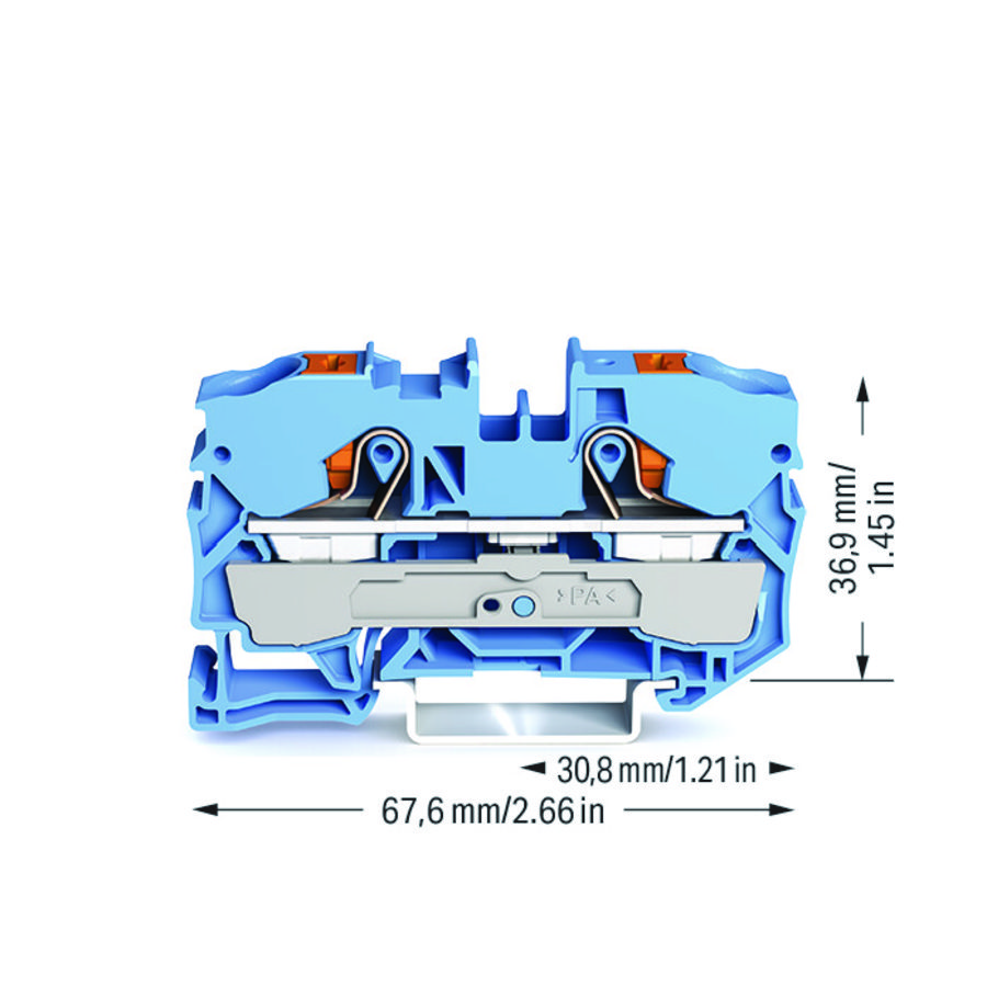 2-draads rijgklem Met drukknop 10 mm² blauw VVE=25