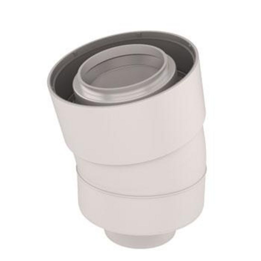 Bocht 15° Ubifit Push-Fit concentrisch PP/KS 60/100 wit