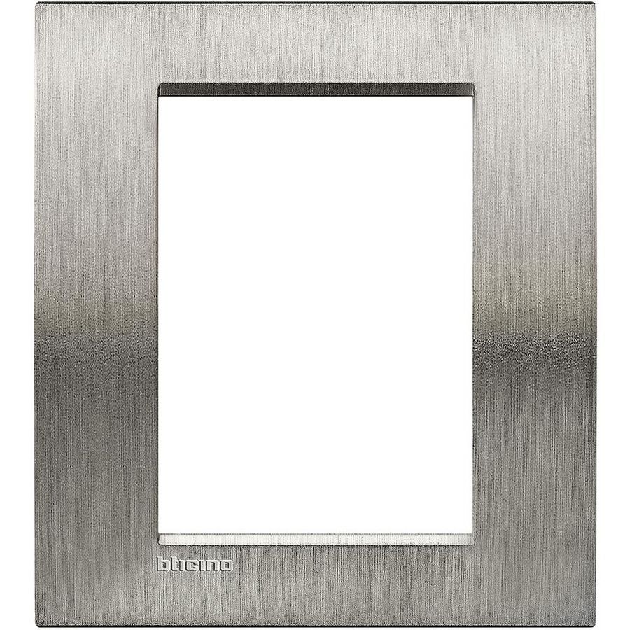 Afdekraam rechthoekig Geborsteld staal 3 +3 mod. Livinglight
