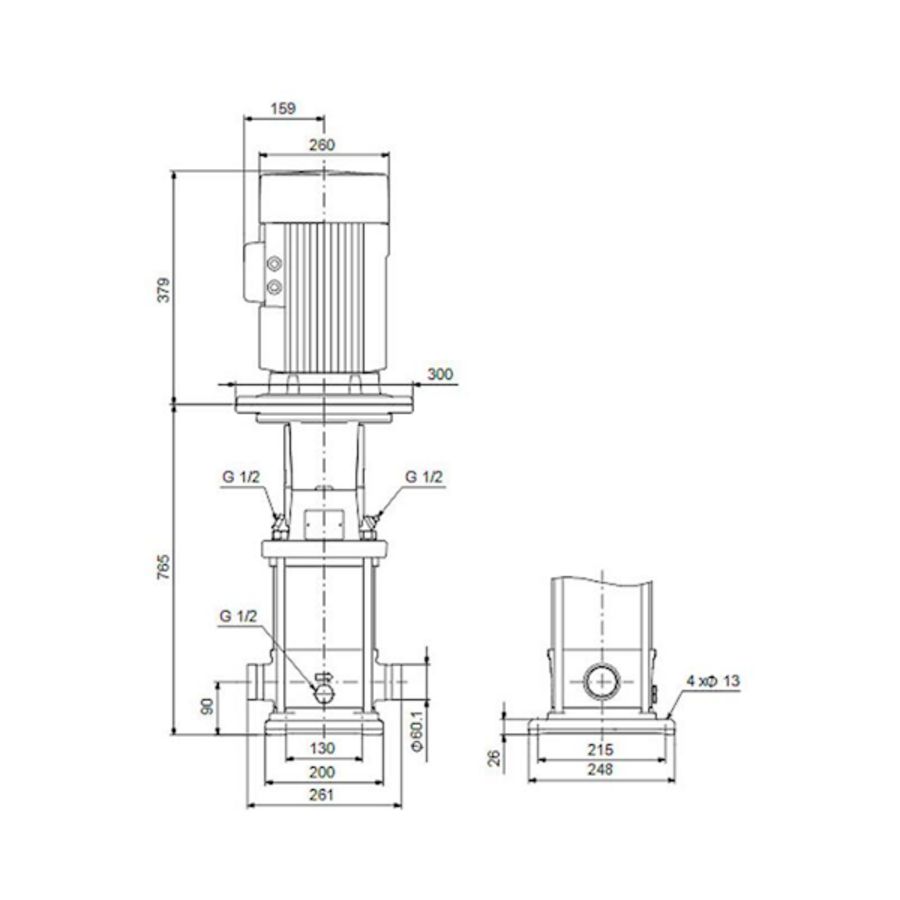 Centrifugaalpomp CRN15-09 A-P-G-V-HQQV 3x400D 50 Hz