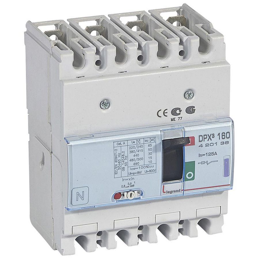 Vermogenschakelaar 160 Thermomagn. 125A 4-polig 50kA DPX3