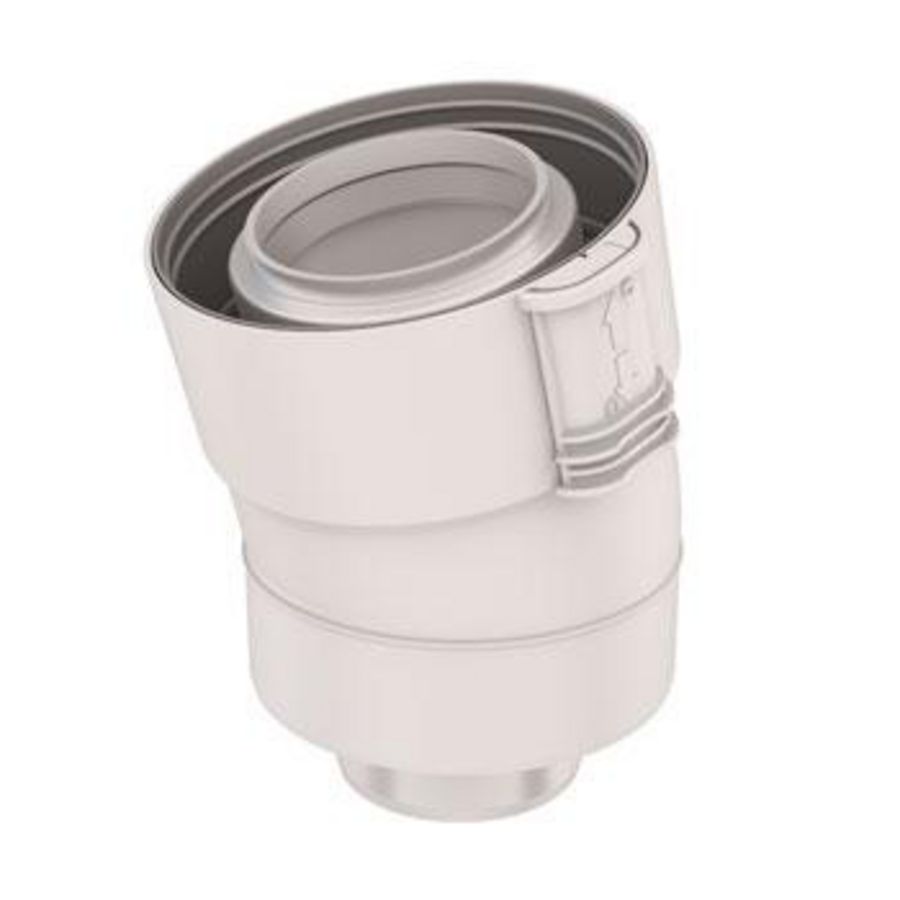 Bocht 15° Ubifit Klemband concentrisch PP/KS 60/100 wit