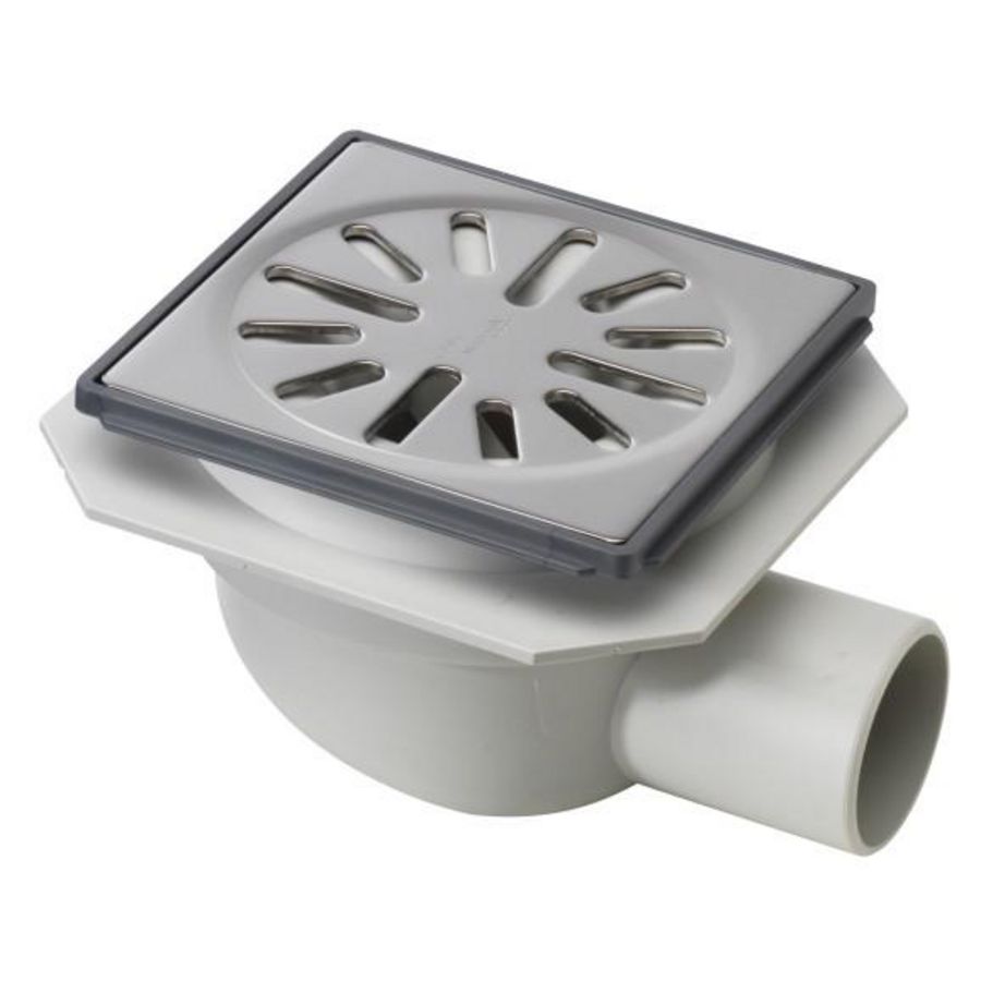 Vloerput ABS 100x100mm 40mm opzetstuk RVS304 rooster