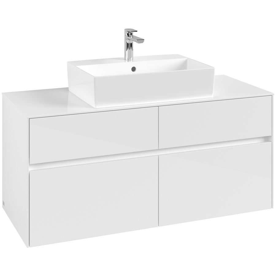 Wastafelonderkast Collaro 1200x548x500mm Glossy White C12800DH