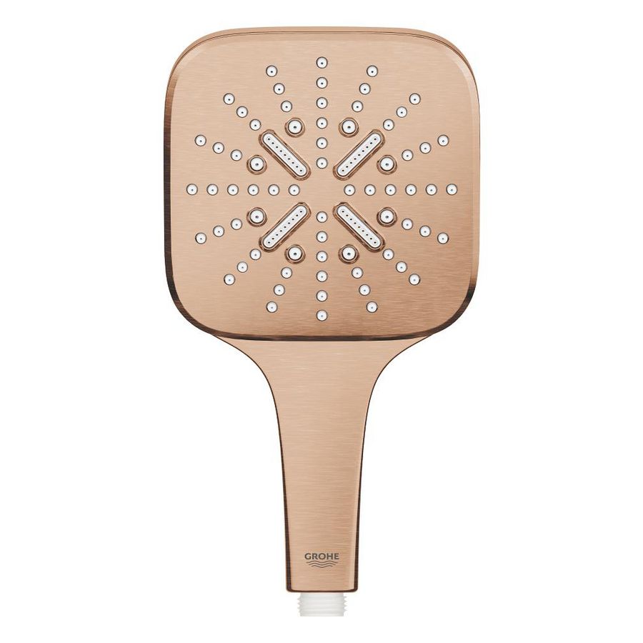 Handdouche rainsh. 130 smartact. cube 3 straalsoorten warm sunset geborsteld (mat bronskleurig)