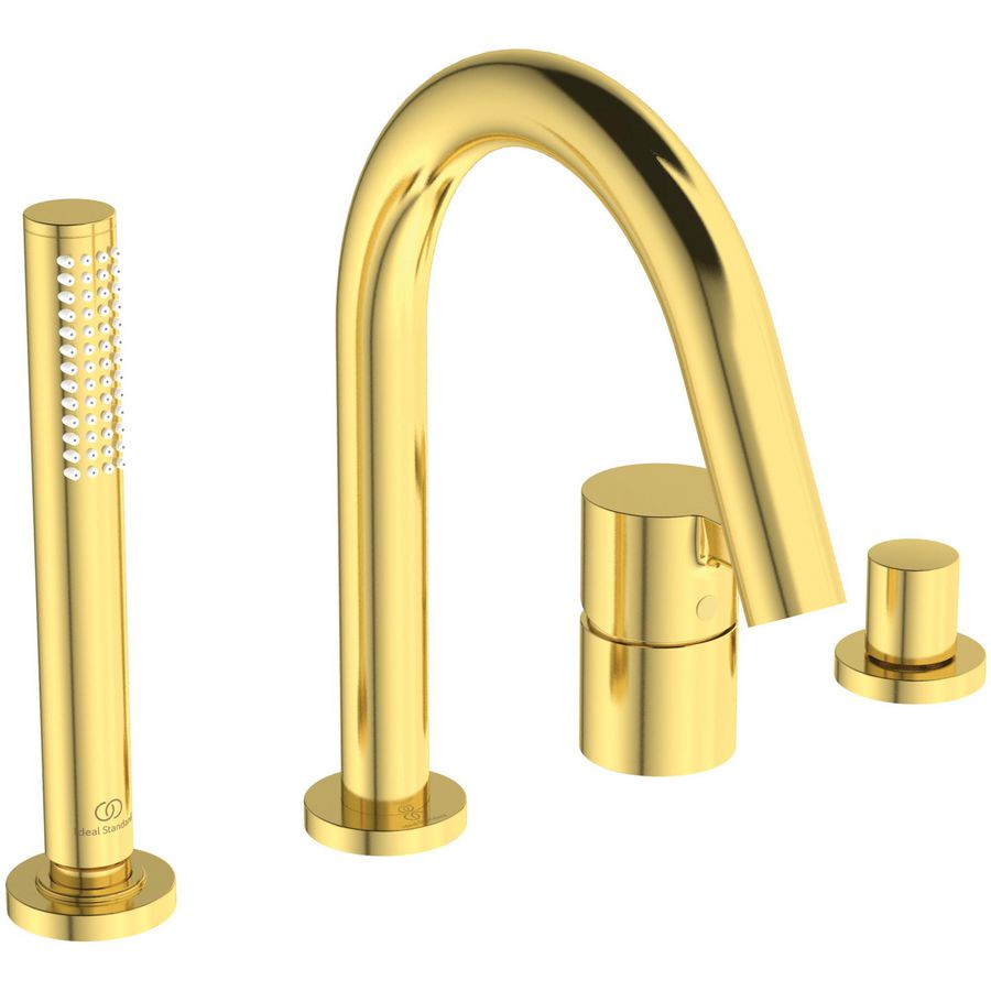 Joy badmengkraan 4-gats badrand met uitloop brushed gold (mat goudkleurig)